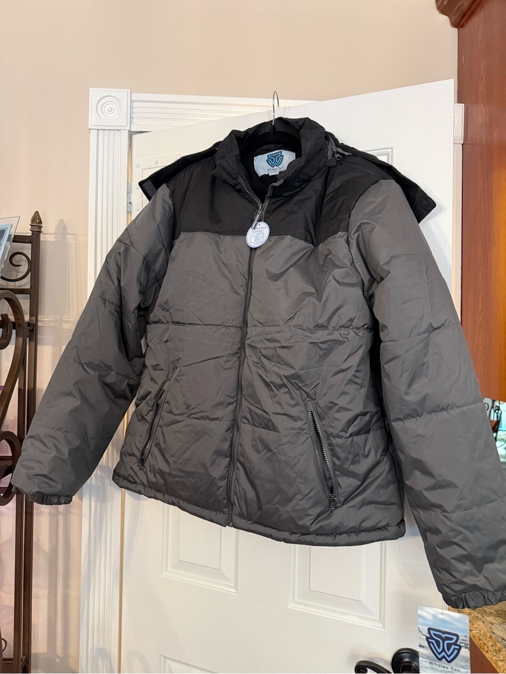 Insulated Two-Tone Black & Gray Puffer Jacket